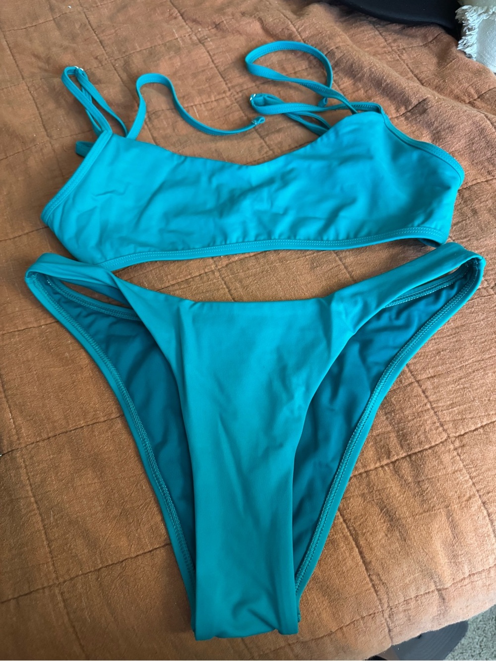 Jolyn Clothing Teal Two-Piece Bikini Set